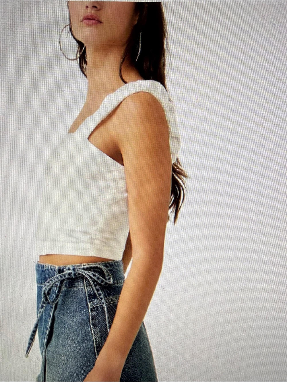 NWT Free People WHT Ashley Crop Sexy Tank Square-Neck Tank Autumn School Layer M